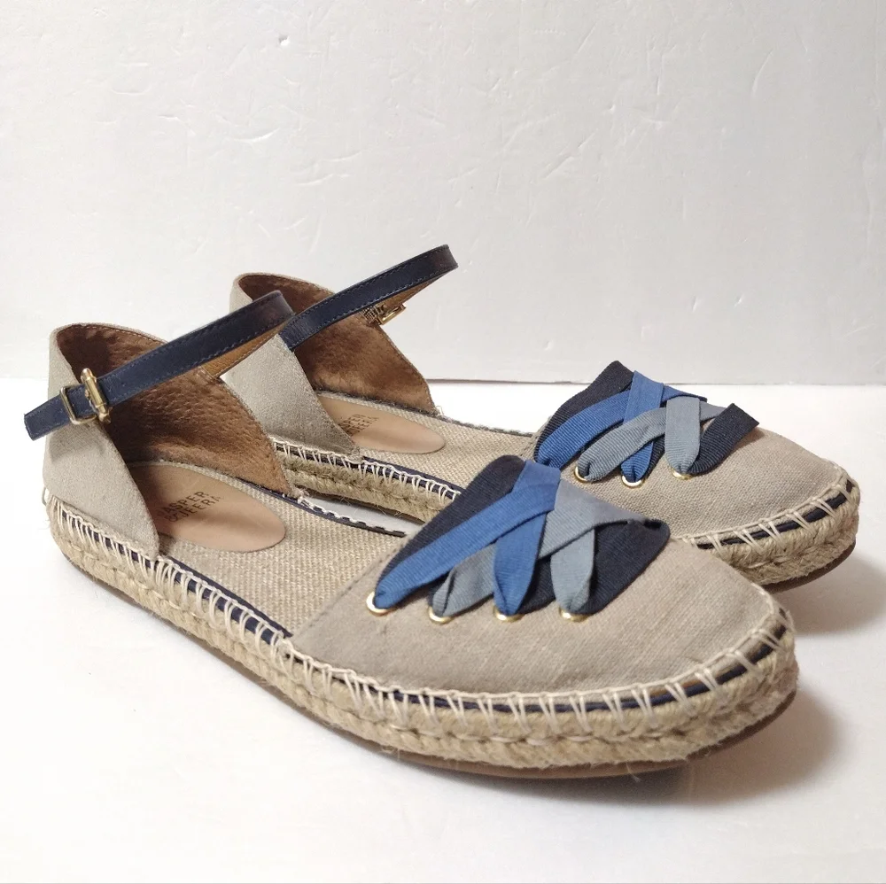 Anthropology Jasper & Jeera Village Espadrilles Adjustable Ankle Strap Flats 6